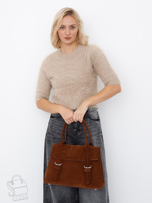 Сумка женская кожаная 1092M brown Polina&Eiterou