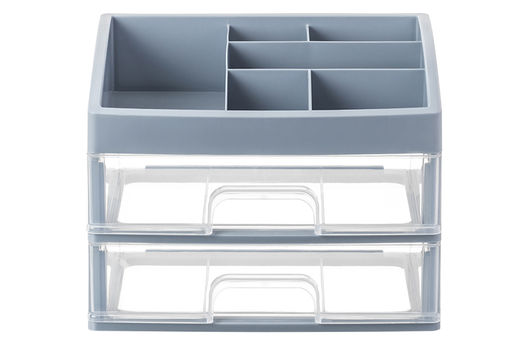 Органайзер для косметики 2 ящика 25,8*17,8*20 см серо-синий/прозрачный (модель 330249) - Elan gallery фото 5