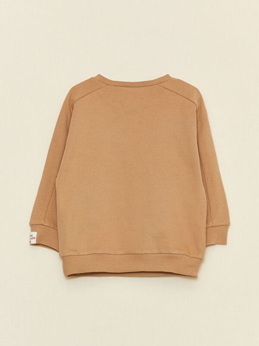 Bisiklet Yaka Uzun Kollu Bask?l? Erkek Bebek Sweatshirt