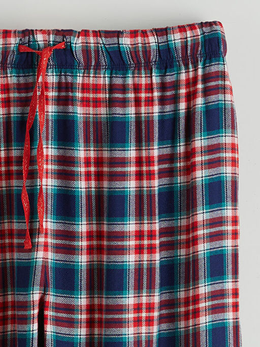 Beli Lastikli Ekose Kad?n Pijama Alt?