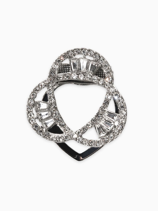 Зажим для платка "Узоры" три нити, цвет белый в серебре