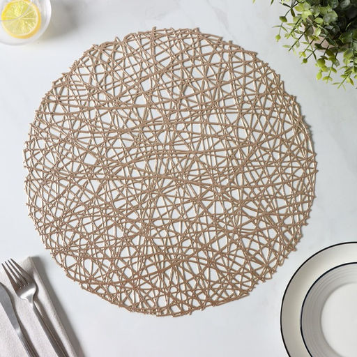 Набор салфеток сервировочных на стол Доляна Паутинка, d=38 см, 4 шт, цвет золотой  фото 12
