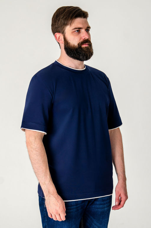 Арт. 67128/3 Футболка мужская 48-56 (5 шт) Цвет:темно-синий