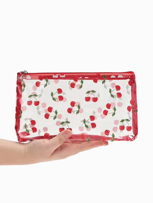 Косметичка женская Cherries, для бассейна, прямоугольная, прозрачная