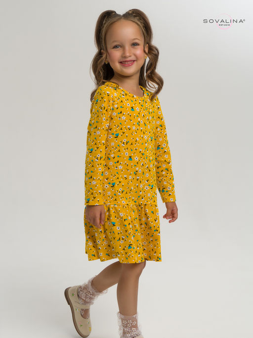 Платье Алиса дл/р цветы на горчице - Sovalina фото 14