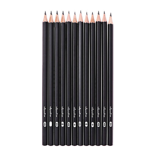 Набор карандашей чернографитных 12 штук (2 шт.-2 В, 2 шт.-В, 4 шт.-НВ, 2 шт.-Н, 2 шт.-2Н)