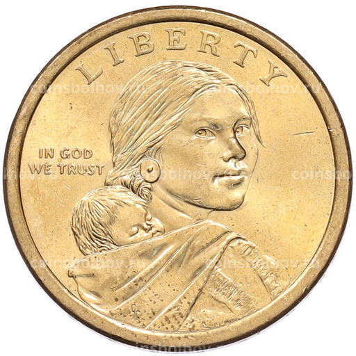 Монета 1 доллар 2009 года (D) США Коренные американцы (Сакагавея)  Коренная американка сажает кукурузу
