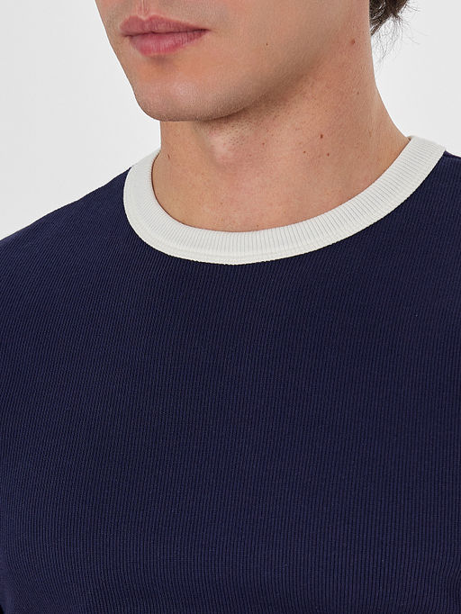 Футболка мужская синяя с контрастной отделкой - Mark formelle фото 4