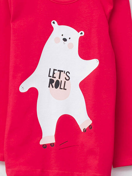 Bisiklet Yaka Bask?l? Uzun Kollu K?z ?ocuk Pijama Tak?m? - Waikiki фото 3