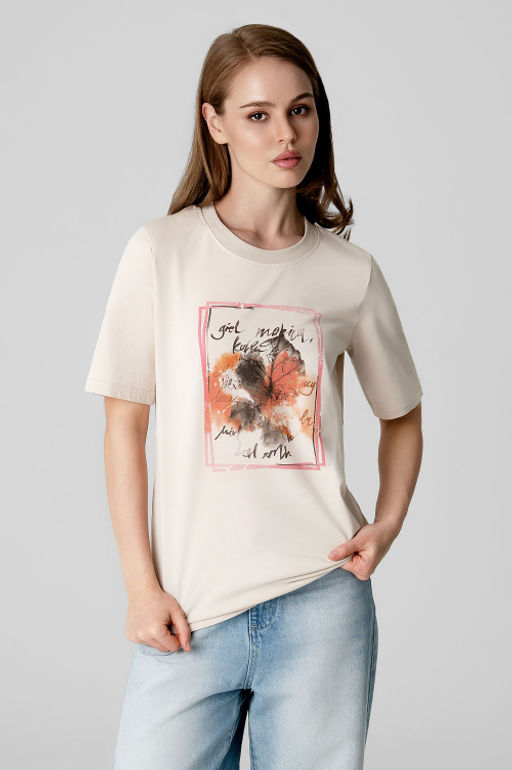 Арт. 31158 Футболка женская 44-52 (5 шт) Цвет:бежевый - Калинка фото 2