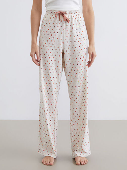 Beli Lastikli Bask?l? Kad?n Pijama Alt?