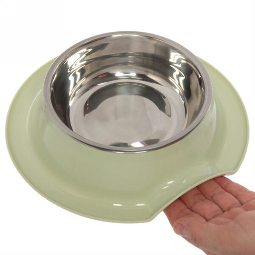 Миска металлическая "Колор-Примула" 250мл 21,5*5,5см на пластиковой подставке, цвет зеленый