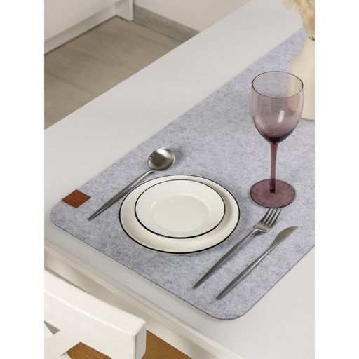 Дорожка на стол Доляна Грэй, 40150 см, толщина 4 мм, цвет светло-серый  фото 3