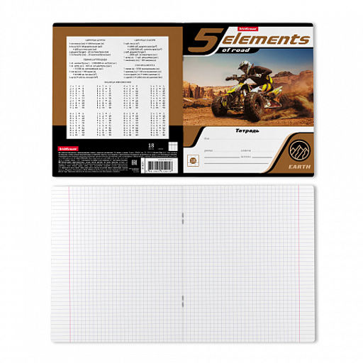 Цена за 200 шт. Тетрадь школьная ученическая ErichKrause 5 Elements, 18 листов, линейка (в плёнке по 10 шт.) фото 8