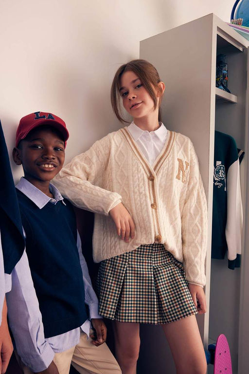 Трикотажный кардиган для школы и колледжа для девочек с v-образным вырезом - Defacto фото 2