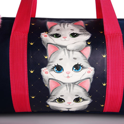 Сумка детская спортивная Котята, 40*20*20 см, 40*20 х см, темно синий цвет, отдел на молнии, цвет красный - NAZAMOK KIDS фото 3