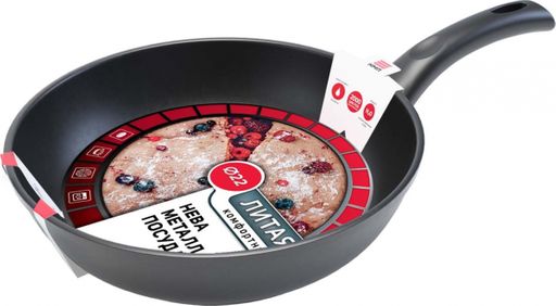 Сковорода Комфортная, несъемная ручка, 22 см - Нева металл посуда фото 2