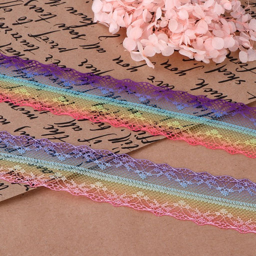 Цена за 2 шт. Кружево капроновое «Радуга яркая», 35 мм, 10±1 м, разноцветное №1