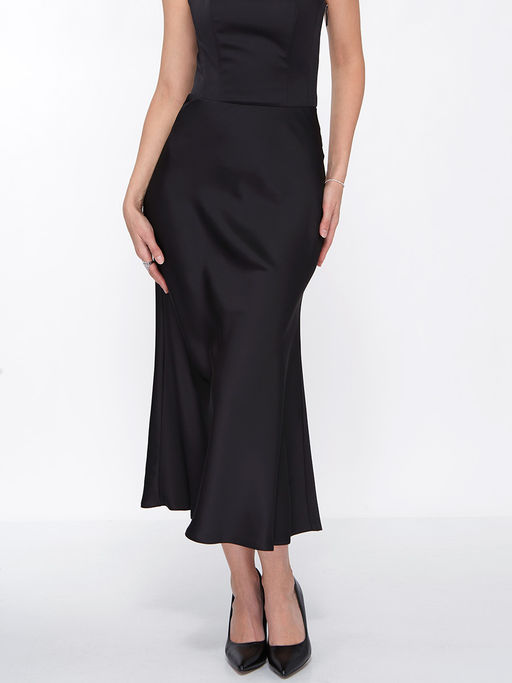 Юбка по косой атласная OD-900-1 черная - Tantino фото 6