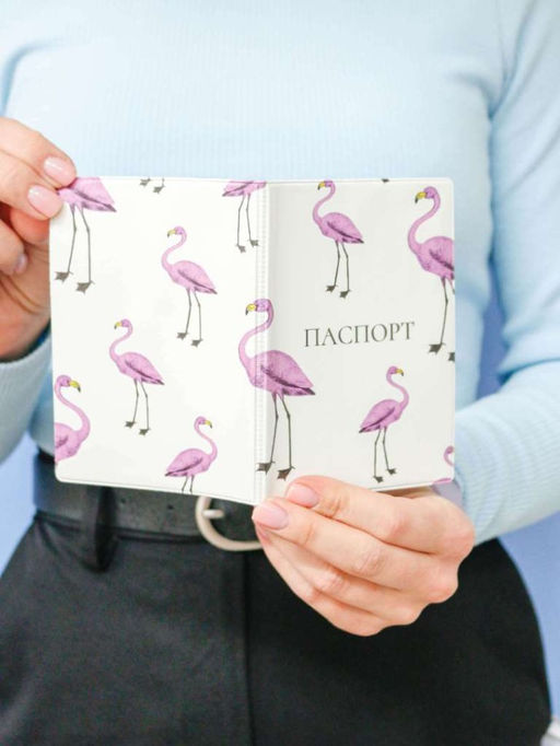 ОБЛОЖКА ДЛЯ ПАСПОРТА Purple flamingo, плотность 600 мкм