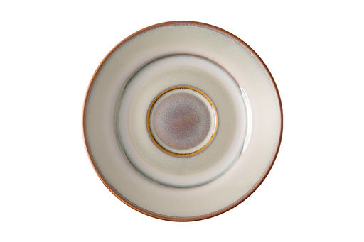 Пара чайная, керамика, серо-бежевая, с коричневым кантом, Mandala LUNASOL