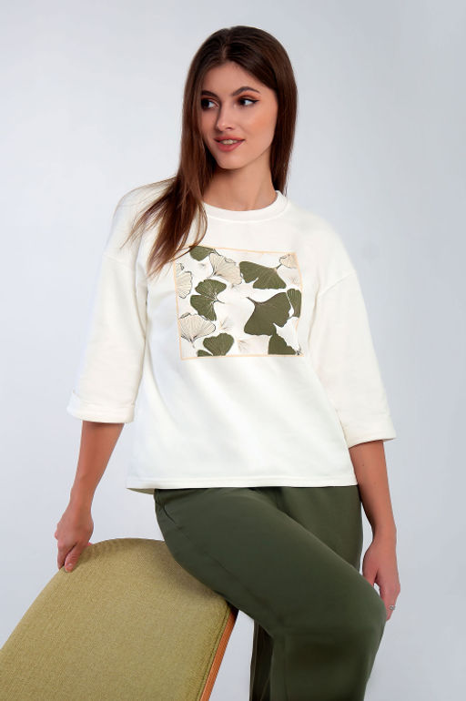 Арт. 10807 Пижама с брюками 44-52 (5 шт) Цвет:верх-молочный,низ-полынь - Калинка фото 27