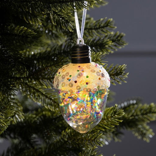 Ёлочный шар Жёлудь, 12х7 см, 4 LED, от батареек, свечение тёплое белое - Luazon lighting фото 6