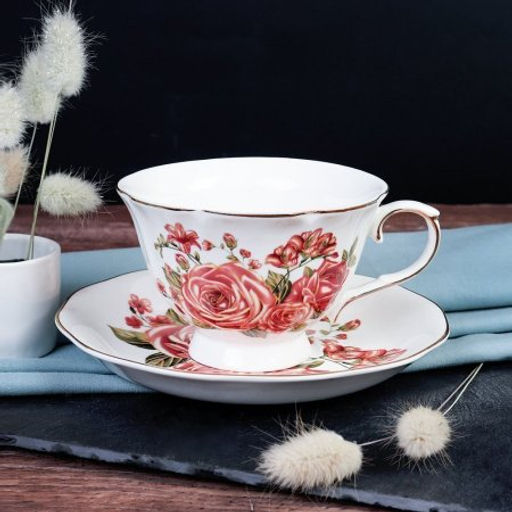 Чайный набор 2 предмета 250 мл на ножке / RS/12-FY163011P /уп 6/ уп 48/ Костяной фарфор / Чайная роза - Галеонтрейд фото 3