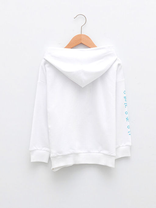 Kap??onlu Bask?l? Uzun Kollu K?z ?ocuk Sweatshirt - Waikiki фото 2