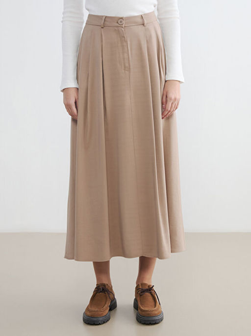 Y?ksek Bel Pileli Etek