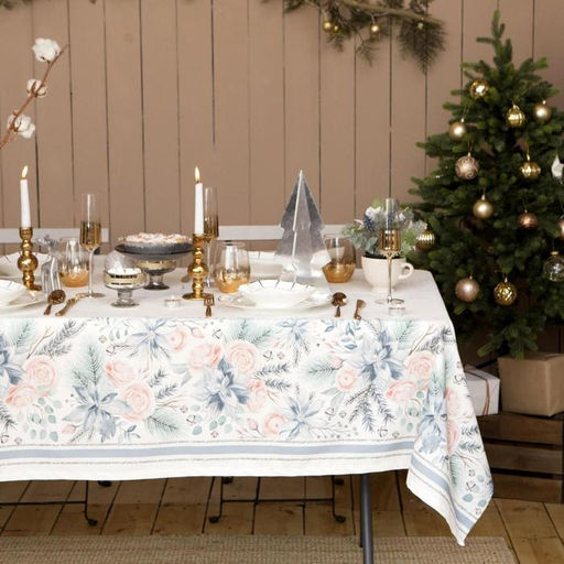 Скатерть новогодняя Этель Christmas flowers 149?110 см с ГМВО, 100% хлопок, 190 г/м?
