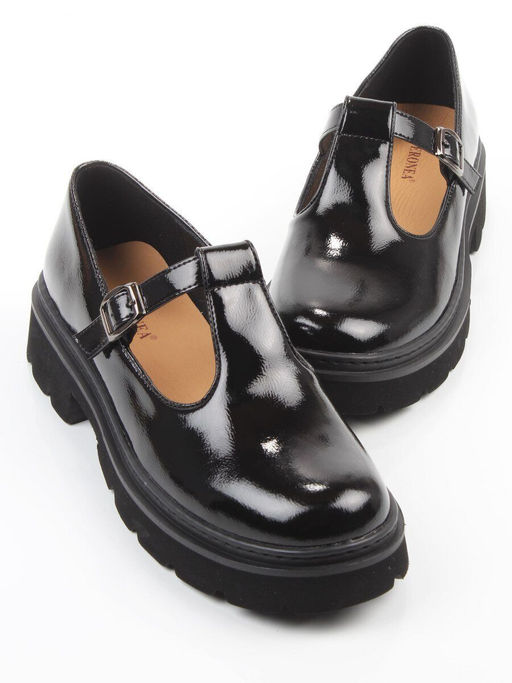 06-DLG02-2 BLACK Туфли женские (натуральная кожа)