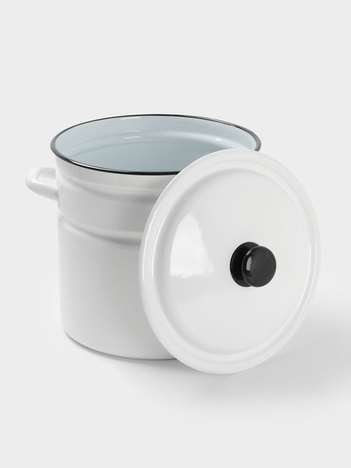 Кастрюля эмалированная, 12 л, с крышкой, белая - Simaland фото 2