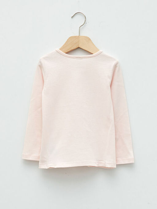 Bisiklet Yaka Uzun Kollu K?z Bebek Ti??rt Sweasthirt ve Jogger Pantolon 3l? Tak?m - Waikiki фото 3