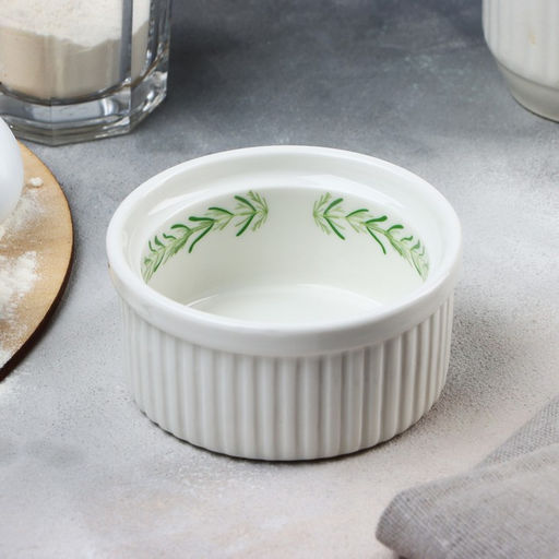 Рамекин керамический «Листья», 9.5×4.5 см, 200 мл, цвет белый