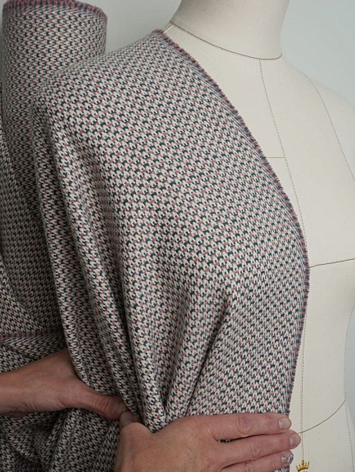 Шерсть пальтово-костюмная Твид Букле цв.молочный/розовый, ш.1.55м, шерсть-50%, п/э-50%, 430гр/м.кв - Купава фото 5