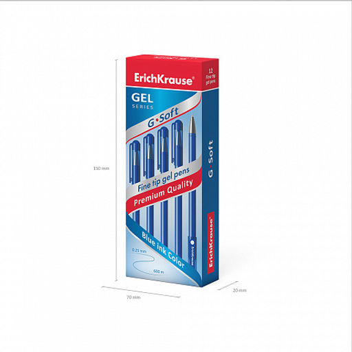 Цена за 12 шт. Ручка гелевая ErichKrause G-Soft Stick Classic 0.38, цвет чернил синий (в коробке по 12 шт.)  фото 5