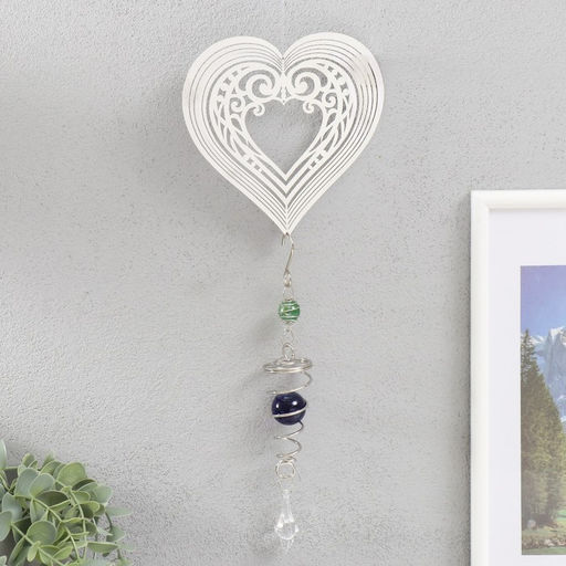 Музыка ветра Ветряной колокольчик и ажурное сердце, металл, с бусиной, 13.5?13.5?31 см