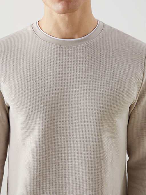 Bisiklet Yaka Uzun Kollu Erkek Sweatshirt