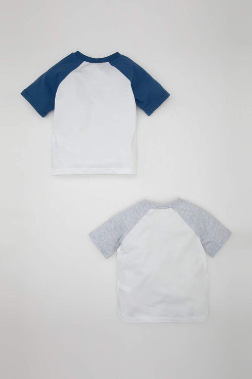 Футболка из двух предметов с короткими рукавами и принтом скейтборда для маленьких мальчиков - Defacto фото 5