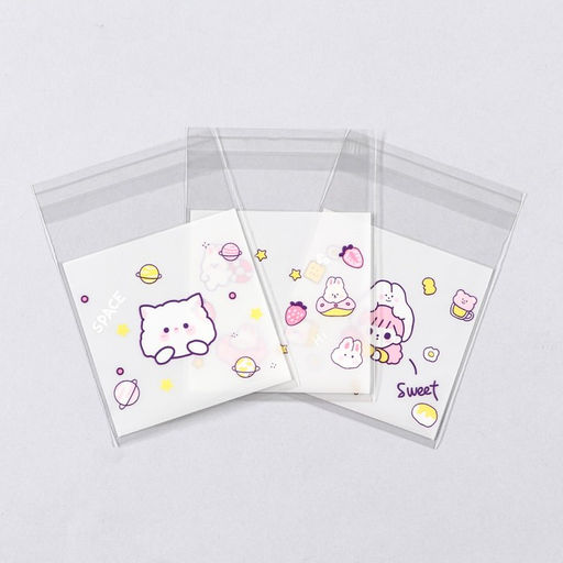 Цена за 100 шт. Пакет БОПП с липкой лентой, «Корейский стиль», 7×7+3 см МИКС