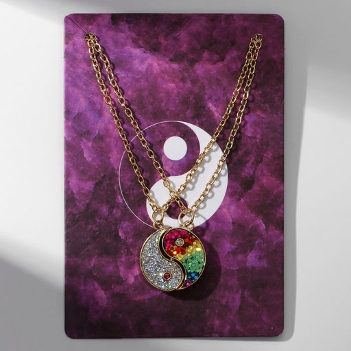 Кулоны парные на магните «Инь ян», 2 шт. 45 см, цветные в золоте