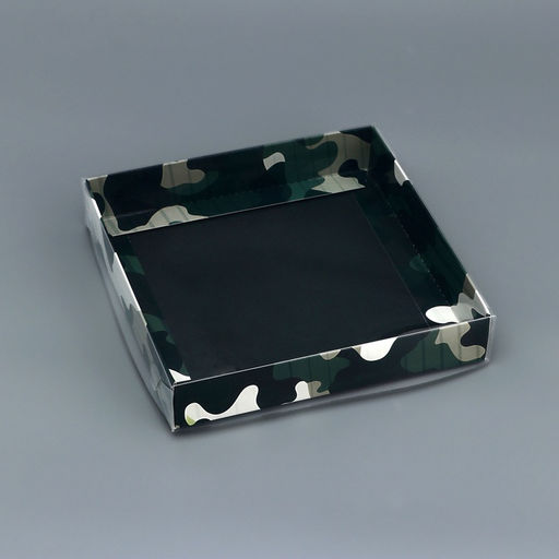 Цена за 5 шт. Коробка сборная с PVC крышкой, «23 Февраля», 16×16×3 см