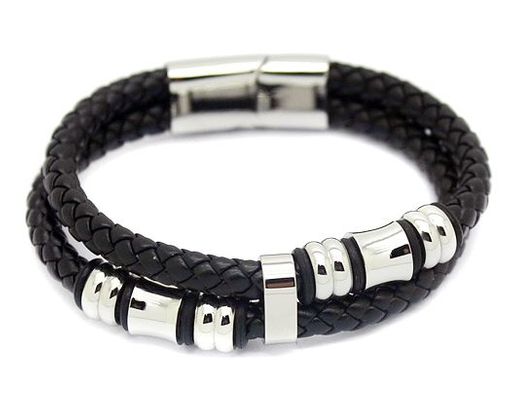 Браслет из кожи и стали, ALB3-1