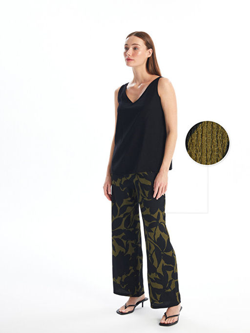 Beli Lastikli Desenli Geni? Pa?a Kad?n Pantolon