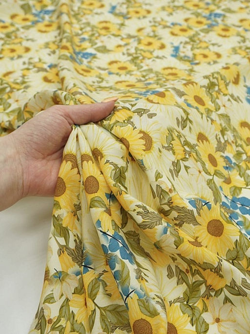 Штапель Премиум (Digital) Солнечный сад, ш.1.45м, вискоза-100%, 105гр/м.кв - Купава фото 19