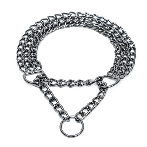 Ошейник - полуудавка металлический трехрядный, 50 см, толщина проволоки 2,5 мм, черный - Пижон фото 2