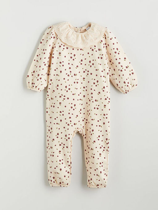 Bebe Yaka ?i?ekli K?z Bebek Tulum