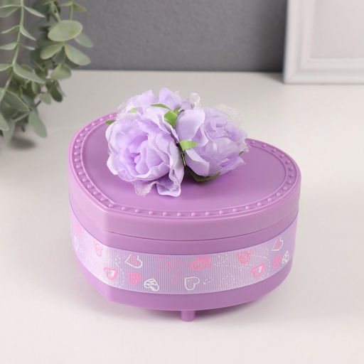 Шкатулка музыкальная механическая Нежные розы, пластик, фиолетовая, 12?13.5?10.5 см