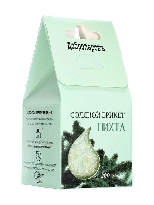 Соляной брикет куб «Пихта» 200 г «Добропаровъ»